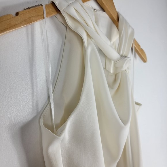 New Harlyn Twist Front Asymmetric Tulip Hem Keyhole Back Midi Sheath Dress XS - Picture 5 of 11